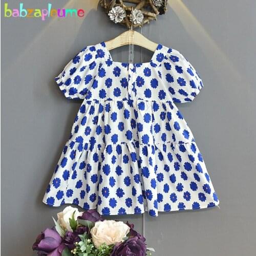 Summer Outfits Children Dresses Korean Fashion Cute Flowers Short Sleeve Cotton Baby Girls Princess Dress Kids Clothes BC2068-1