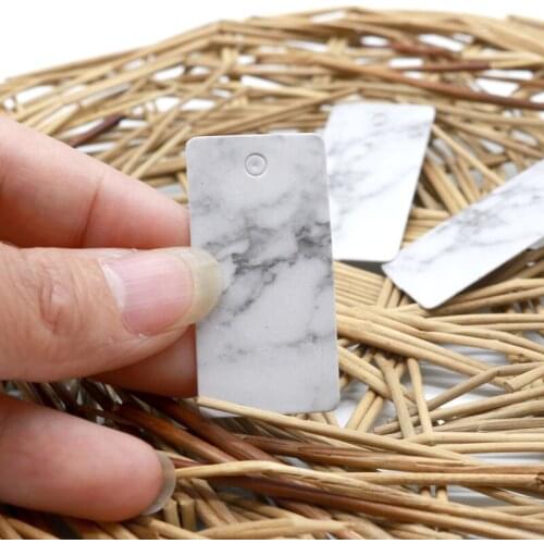 Hotsale 100Pcs/lot White Paper Cards 3x6cm Marbling Design Hang Tags Rectangle Shape Jewelry Display Cards Price Label Tags