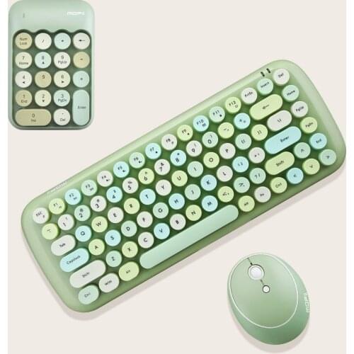 Mini 3 in 1 2.4G Wireless Keyboard Mouse and Number Pad for Account Round Punk Wireless Keyboard and Mouse Set Notebook Office