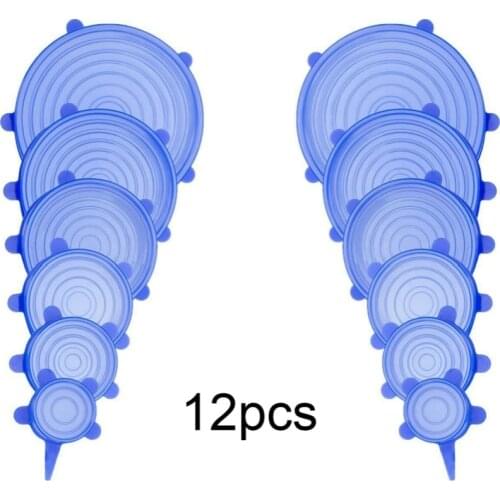 6pcs Reusable silicon stretch lids universal lid Silicone food wrap bowl pot lid silicone cover pan cooking Kitchen Stoppers