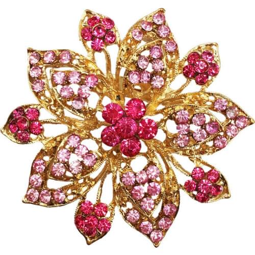 Fashion Women Crystal Brooch Pins Flower Brooches Rhinestone Wedding Party Jewelry Gifts BA062