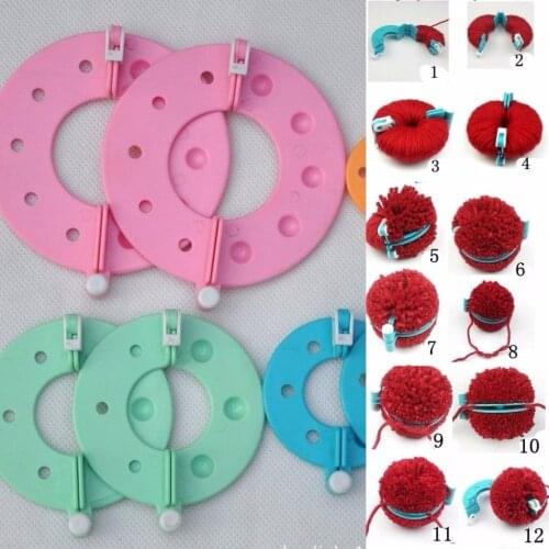 8PCS 4 Sizes Fluff Ball Weaver PomPom Maker Knitting Loom Kit Kids DIY Diy Craft Supplies