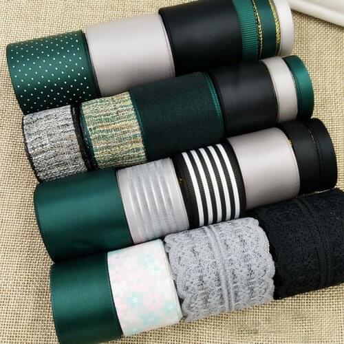 High Quality 22 Design Dark Green Ribbon Set For Diy Handmade Gift Craft Packing Hair Accessories Materials Wedding Ribbon
