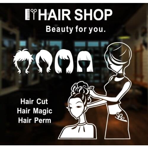 Hair Salon Wall Decal Beauty Salon Sticker Barbershop Scissor Vinyl Window Decals Decor Mural Glass Hairdresser 1002