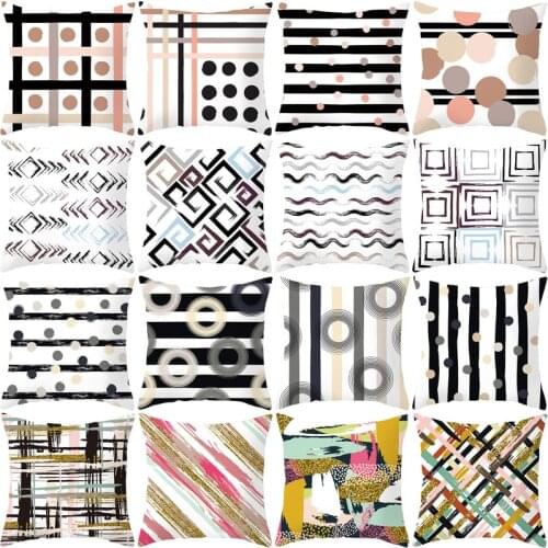 Cushion Cover 45*45 INS Geometric Stripes Printed Pillow Covers Pillowcase Sofa Cushions Pillow Cases Home Decor KD-0420