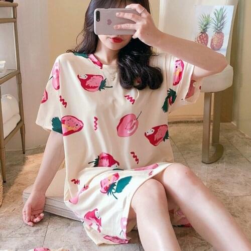 New Bag Short-sleeved Nightdress Female Summer Spring And Autumn Thin Section Loose Home Service Long Pajamas Summer 2020