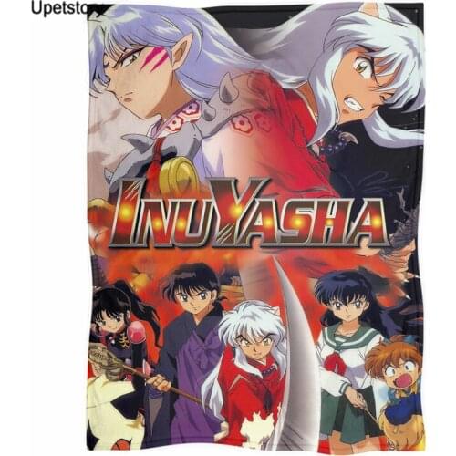 Upetstory Anime Inuyasha Print Plush Throw Blanket for Kids Adults Sherpa Fleece Bedspread Blankets Soft Warm Sofa Thin Quilt