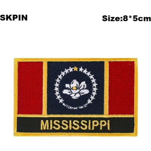 Mississippi Rectangular Shape Flag patches embroidered flag patches national flag patches for clothing DIY Decoration