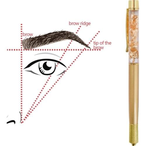 Manual Tattoo Pen Kit Permanent Makeup Eyebrow Lip Eyeliner Microblading Embroidery Gold Foil Pencil with 10Pcs 5RL Needles Set
