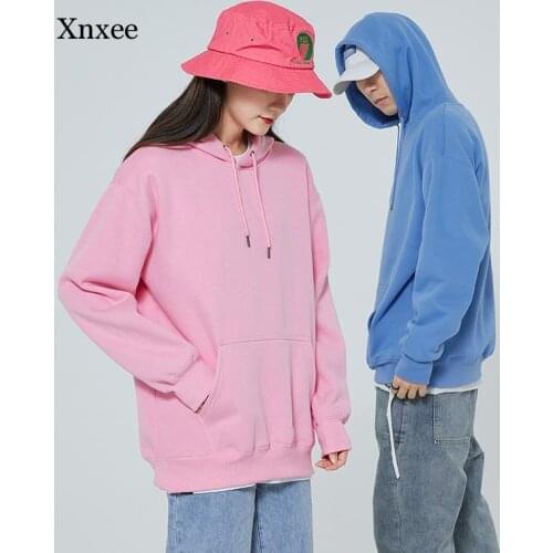 Unisex Cotton Spring Hooded Men Oversized Solid Color Fleece Hoodies Woman Fashion Harajuku Couple Mens Sweatshirt Clothing