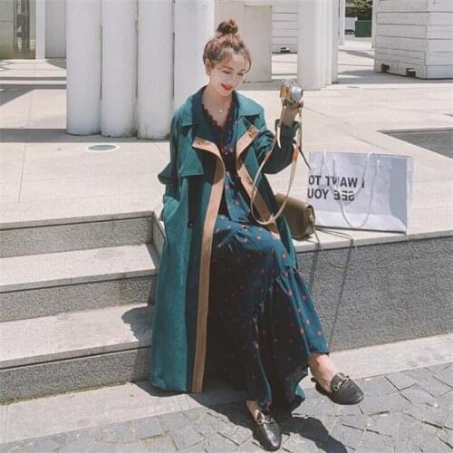 Windbreaker womens mid-length trench coats spring 2021 British style temperament popular retro jacket пиджак женский дождевик