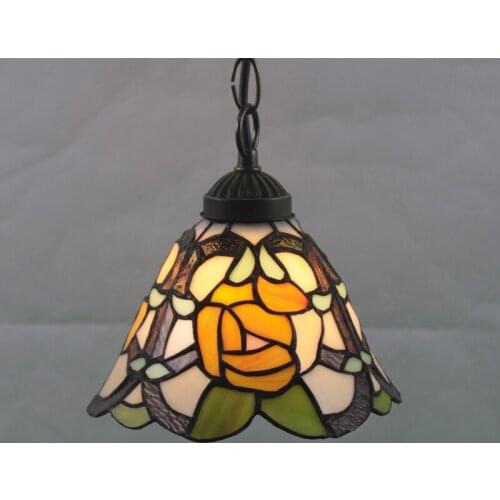 Stained Glass Lamp European Brief Art Glass Curtain Beads Pendant Lights Living Room Restaurant Suspension Light Fixtures