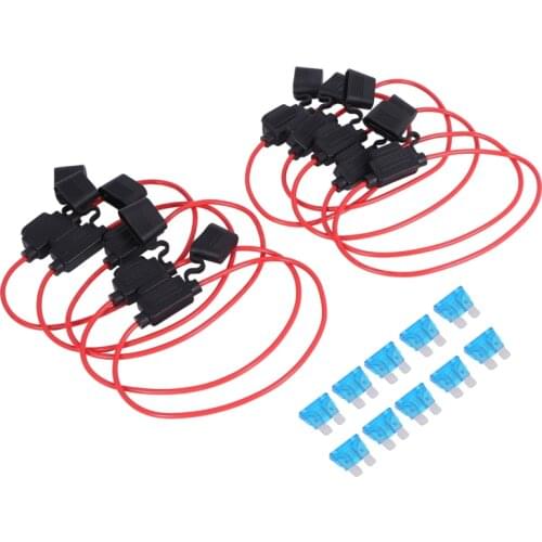 Inline Fuse Holder ATC/ATO Add-a-circuit Car Fuse Holder 10 Pack Fuse TAP Adapter 16 Gauge 20AMP Blade Automotive Fuse Holder Wa
