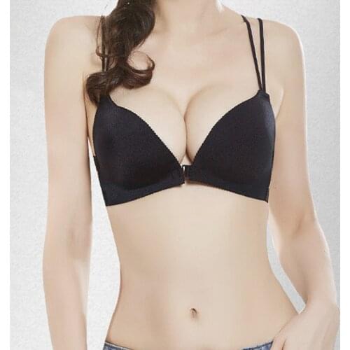 Back Beautify Wire Free Bra Women Sexy Front Closure Sexy Bras Fashion Womens Front Button Solid Push Up Bra