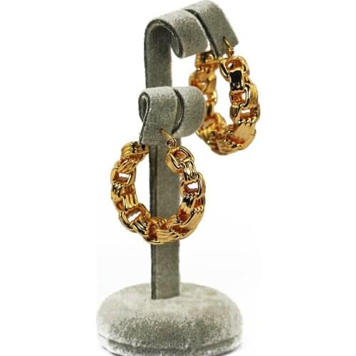 Uniquie Copper Hoop Earrings Fashion Jewelry Gold Women Wedding Earrings Brides Princess Girl Birthday Gift Accessories EA112