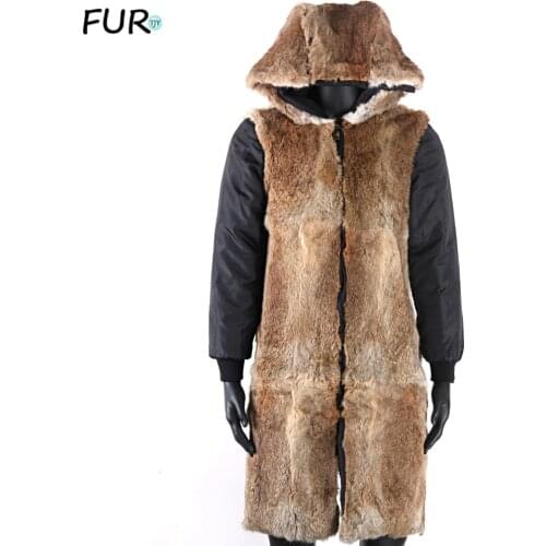 2020 Winter Jacket Men Real Rabbit Fur Liner Coat Men Parka Men Natural Fur Jacket Warm X-Long Overcoat