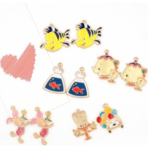 10pcs/lot Fish Dangle Handmade Enamel Charms Pendant DIY for Bracelet Necklace Bag