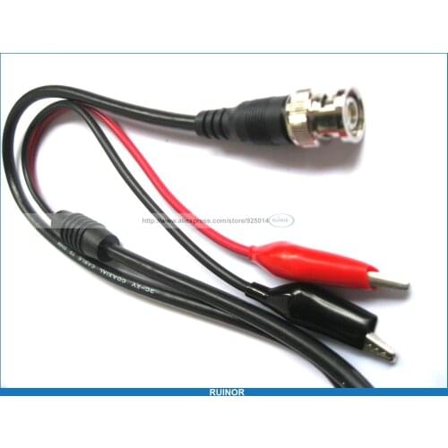 2pcs/lot Coaxial Cable BNC Male to Dual Alligator Test Clip 1Meter
