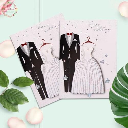 50pcs 3D Printing Cover Invitation Card Wedding Invitation Card Party Greeting Card Party Decoration Mariage With Grey Envelope