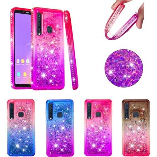 For Samsung A9 2018 A920F Case Diamond Glitter Shiny Silicon TPU Cases For Galaxy A9S A9 Star Pro Liquid Dynamic Quicksand Cover