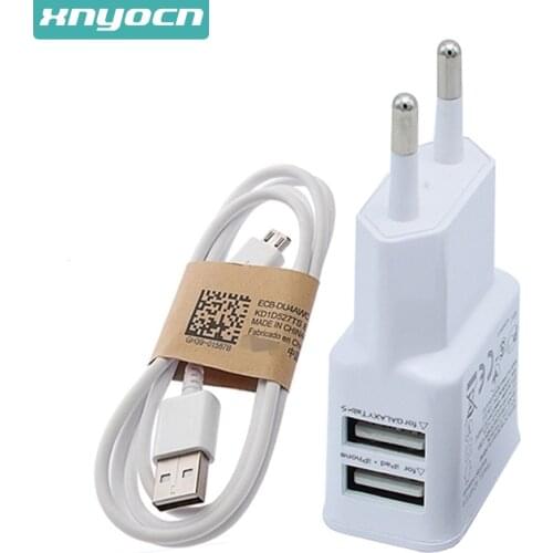 Dual 2 Ports EU Plug USB Charger Adapter For Samsung/Xiaomi Mi5/Meizu Or V8 Micro USB Cable, 5.2V 2A Charging Wall Power Travel