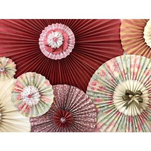 Photography Backdrop Paper Fans Banner Event Portrait Photo Studio Background Floral Fans Baby Newborn Women Photographic Poster
