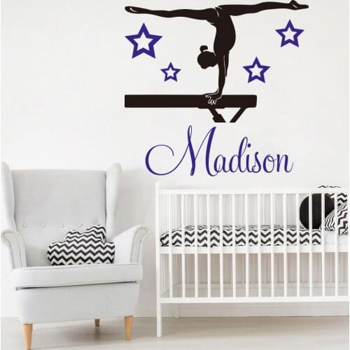 Gymnast Ballet Wall Sticker Decal Bedroom Girl Room Baby Nursery Personalized Name Custom Name Girl Gymnastics Dance Star Wall