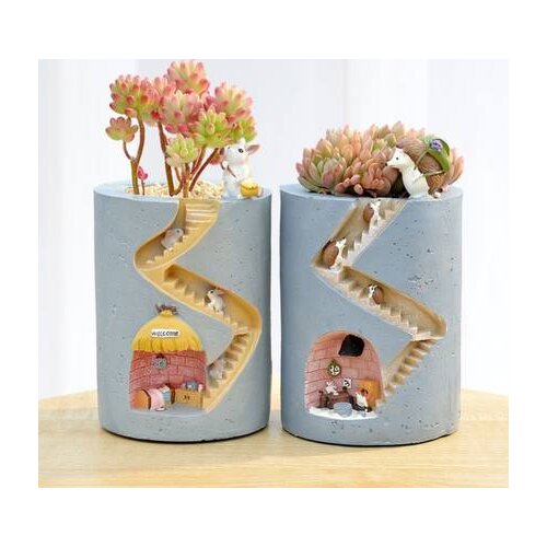 Pastoral bunny resin animal fleshy flower pot personalized decoration thumb pot creative desktop micro landscape potted plant