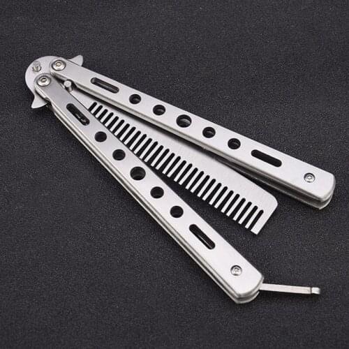 Butterfly Comb Stainless Folding Steel Training Comb Outdoor Camping Blunt Tool