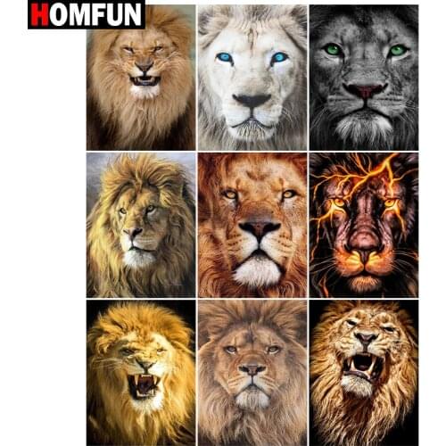 HOMFUN 3D Diamond Painting " lion animal" DIY Full Rhinestones Drill Cross-stitch Kits Square Round Diamond Embroidery