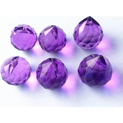 Whole Sale 100pcs/Lot 20mm Purple Color Crystal Faceted Chandelier Lamp Ball Glass Curtain Part Diy Christmas Tree Pendants Deco