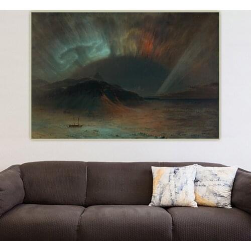 Citon Frederic Edwin Church《Aurora Borealis》Canvas Art Oil Painting Artwork Poster Picture Backdrop Wall Decor Home Decoration