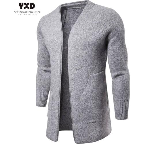 Men Clothes Business Casual Knitted Long Cardigan Man Coat Mens Sweaters Outwear Mans Sweater Mens Clothing Warm Winter Cape