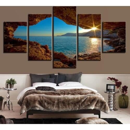 5 Pieces Landscape Canvas Painting Modern Wall Art Printed Pictures Home Decor Mountain Sunset Wall Art for Living Room Decor