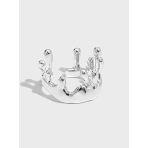 Real 100% S925 Sterling Silver Irregualr Crown Rings For Women Finger Jewelry, Simple Gold Color Ring Female Fashion Bijoux