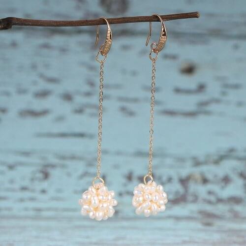 Korean Fashion Freshwater Pearl Drop Earring For Women Elegant Flower Pearl Dangle Long Earring Hoop Earrings Wedding Jewelry