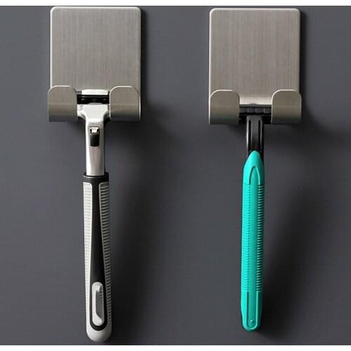 Stainless Steel Razor Bracket for Mens Shaver Holder Shelf Bathroom Razor Holder Wall Adhesive Storage Hook Kitchen Hanger Rack