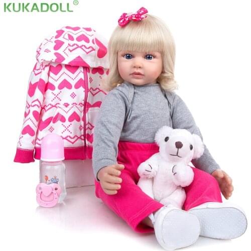 KUKADOLL 60 CM Reborn Babies Doll Cloth Body Lovely Princess Doll Bebe Reborn Menina For Child Kids Playmate Birthday Xmas Gifts