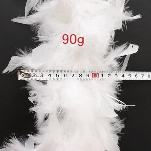 2 meters White Gold Wire Turkey Feather Boa Natural Fluffy Marabou Feather Ribbon 38-90g with Dress Decoration Shawl