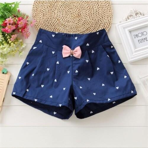 New Girls Summer Beach Shorts Children Kids Baby Love Dot Print Short Pants with Bow