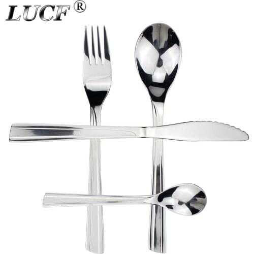 LUCF New Fashion style Stainless Steel Western Dinnerware set Powerful cutter teeth Brief metal Cutlery for Family Restaurant