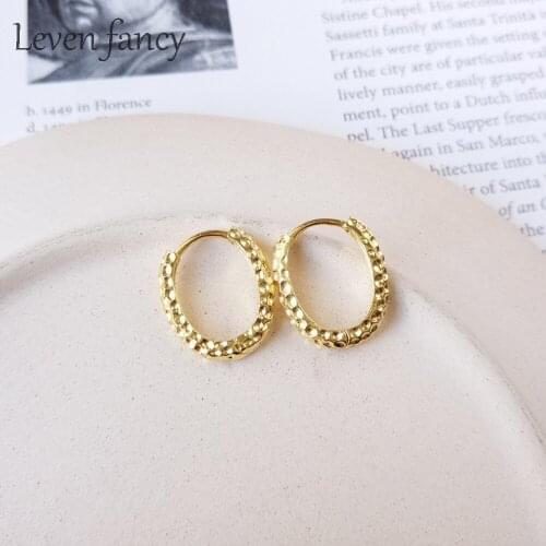 Small Golden Bean Circle Earrings Festive Wedding Hoop Earrings 925 Sterling Silver Cuff Huggie Cartilage Earrings for Women
