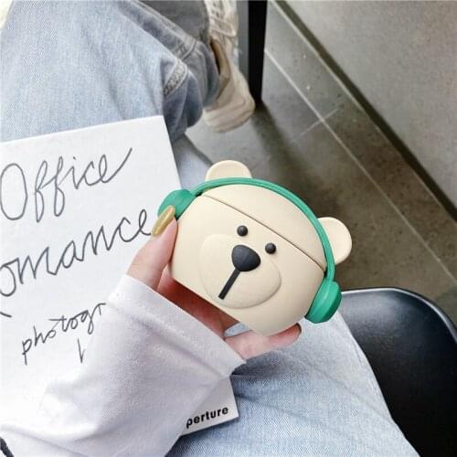 Cartoon cute fashion bear earphone protective cover for Airpods 1/2 Pro soft silicone wireless bluetooth earphone cover