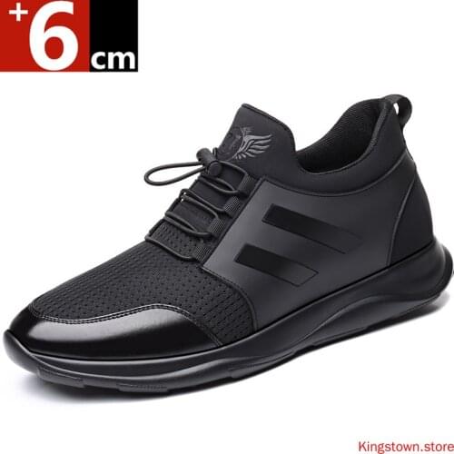 Men Sneakers Summer Elevator Shoes Height Shoes Height Increase Shoes for Men Height Increase Insole 6CM Black Shoes