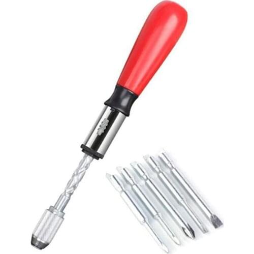 Push Pull Ratchet Screwdriver Set 5 in 1 Screwdriver Bit Set Sleeve Driver Bit-Holder Ratchet Socket Screw Kit