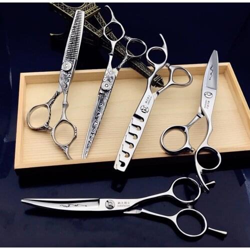 6 Professional Hair Salon Structure Scissors Set Cutting Barber Haircut Thinning Shear Scissors Hairdressing Hair Tools Scissors
