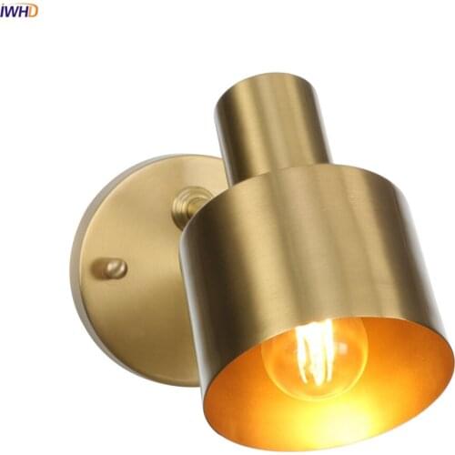 IWHD Nordic ModernCopper LED Bathroom Mirror Light Wandlamp Bedroom Beside Antique Vintage Gold Wall Lamp Sconce Aplique Pared