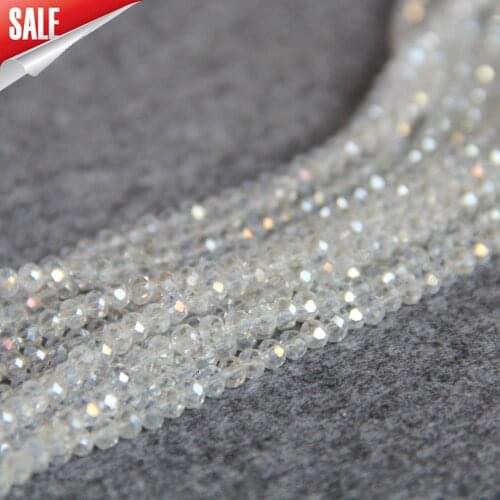 2021 New For Necklace&Bracelet 3*4mm Faceted White AB+ Colorful Glass Crystal Beads Stone Loose Beads 15inch DIY Fashion Jewelry