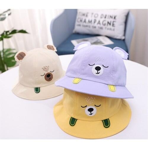 New Cute Bear Hat For Kids Boys Girls Spring Summer SunHat UV Protection Outdoor Children Panama Unisex Beach Caps 6-24 Months