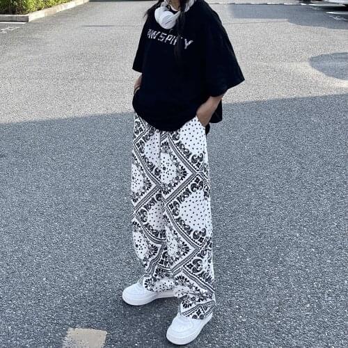 Autumn Trousers Fried Street Cashew Flower Casual Pants Harajuku Men and Women College Style Loose Wide-Leg All-Match Bottoms